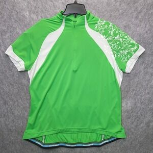 Novara Cycling Jersey 1/4 Zip Womens XL Green SS Bike 2 Back Pockets W/ Zip PKT‎